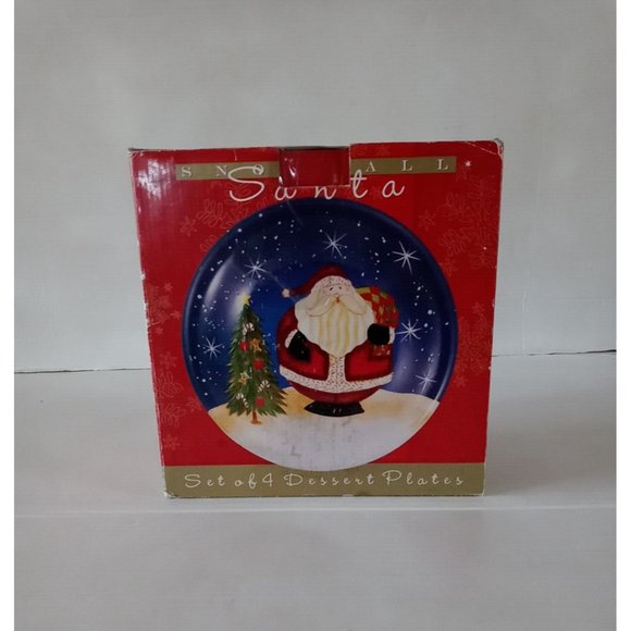 Certified International Snowball Santa  Set of 4 Dessert Plates New - Picture 6 of 13